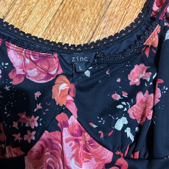 Y2K Zinc Dark Romantic Babydoll Midi Length Floral Dress USA Made (Runs Small) - Picture 9 of 11